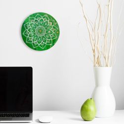 colorful mandala painting, spiritual home decor, symmetrical flower pattern art