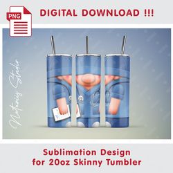 Cute Nurse Template - Seamless Sublimation Pattern - 20oz SKINNY TUMBLER - Full Tumbler Wrap