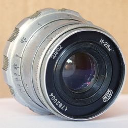 Industar-26M 2.8/52 silver lens for rangefinder M39 LTM mount USSR FED