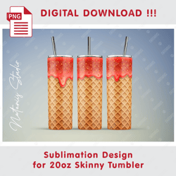 Ice Cream Template - Seamless Sublimation Pattern - 20oz SKINNY TUMBLER - Full Tumbler Wrap