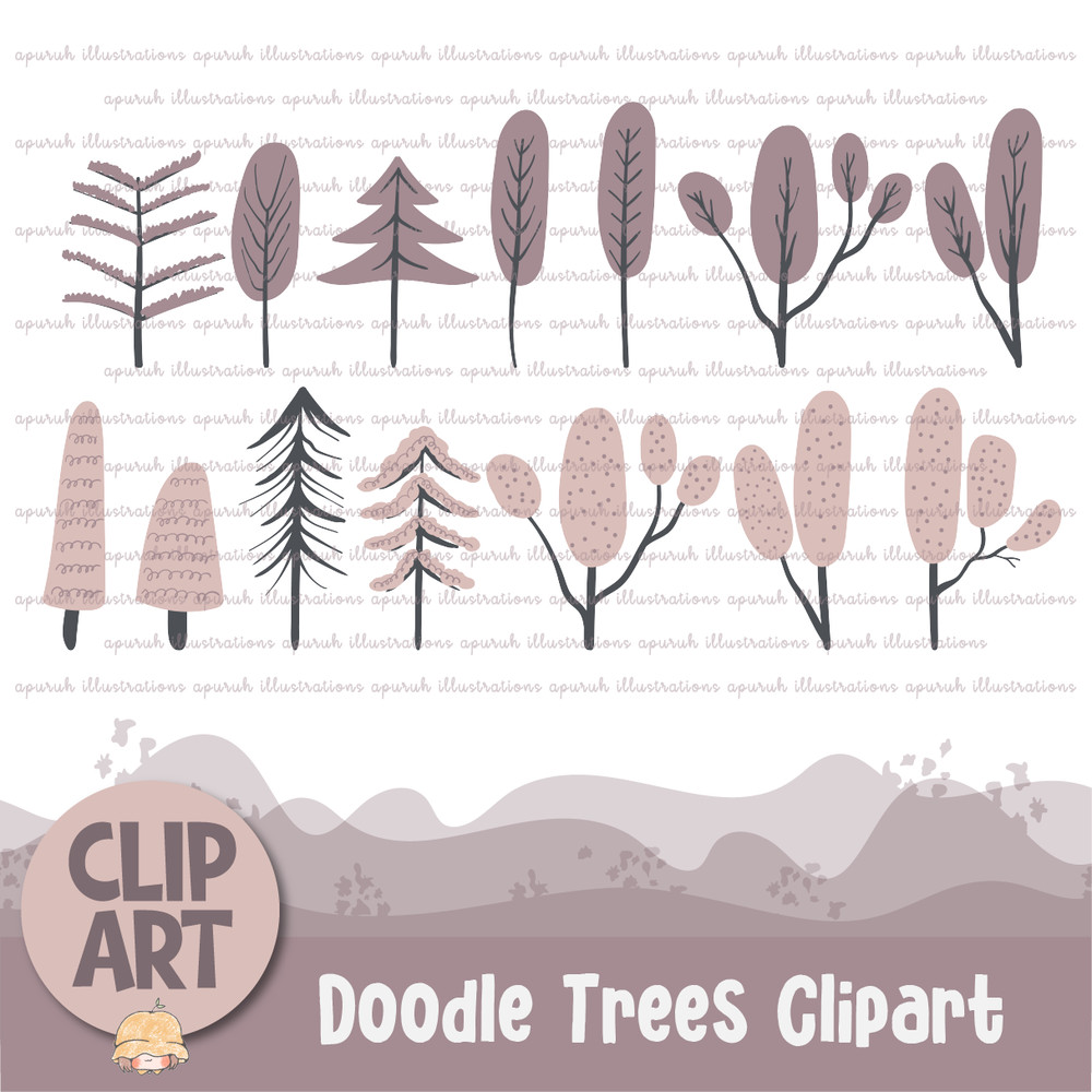 Doodle Trees and Branches Clipart Banner01.png