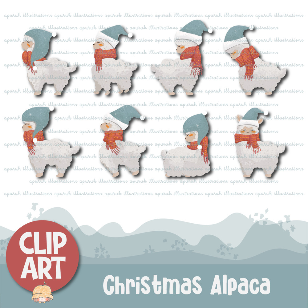 Christmas Alpaca Clipart Banner01.png