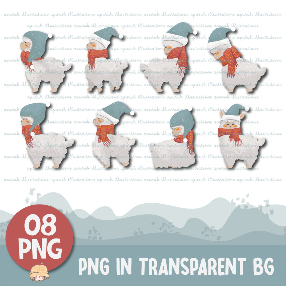 Christmas Alpaca Clipart Banner02.png