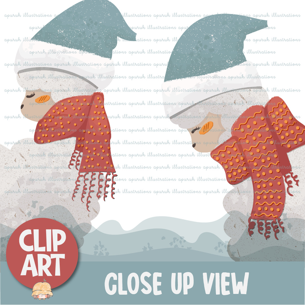 Christmas Alpaca Clipart Banner03.png