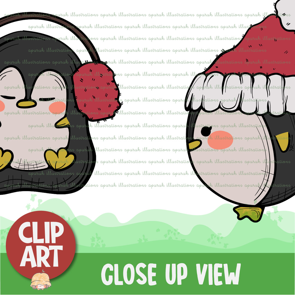 Christmas Cute Penguin Clipart Banner03.png