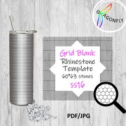 Grid Blank ss16 Rhinestone tumbler Template / 60*63stones