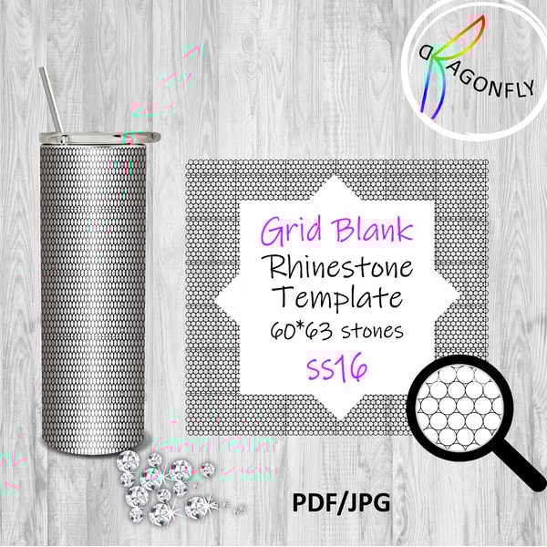 Grid Blank ss16 Rhinestone tumbler Template / 60*63stones | Inspire Uplift
