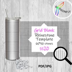 Grid Blank ss20 Rhinestone tumbler Template / 60*50stones
