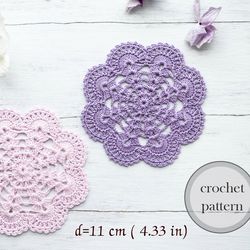 Crochet Coaster Pattern- Flower Coaster crochet- Small lace doily- Crochet table decoration - Gift for women