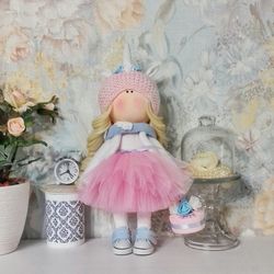 Doll Unicorn interior pink with blue with gift