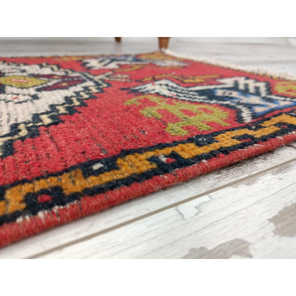 Red Bath Mat, Miniature Rug, Kitchen Mat, Organic Rug, Turkish Rug, Vintage Rug, Floor Mat08.jpg