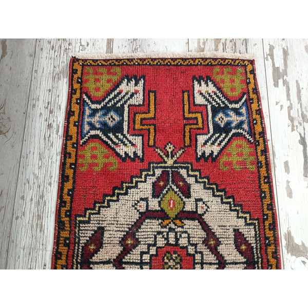 Red Bath Mat, Miniature Rug, Kitchen Mat, Organic Rug, Turkish Rug, Vintage Rug, Floor Mat03.jpg