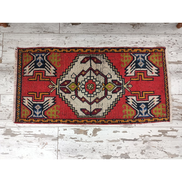 Red Bath Mat, Miniature Rug, Kitchen Mat, Organic Rug, Turkish Rug, Vintage Rug, Floor Mat06.jpg