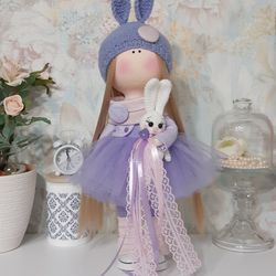 Doll interior from purple fabric