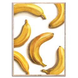 Banana Painting Fruit Watercolor Art Print Kitchen Wall Art Food Still Life Vegetarian Art Yellow Wall Decor