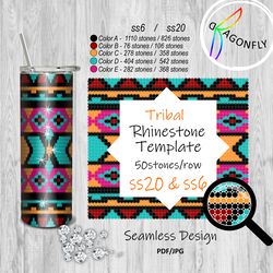 SS20 & SS6 TUMBLER TEMPLATE / RHINESTONE TUMBLER Template SS6 and SS20 50X44stones Tribal pattern - 24