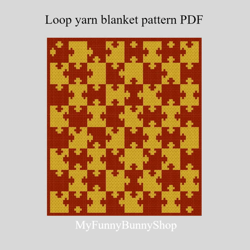 Loop yarn Jigsaw Puzzle blanket pattern PDF