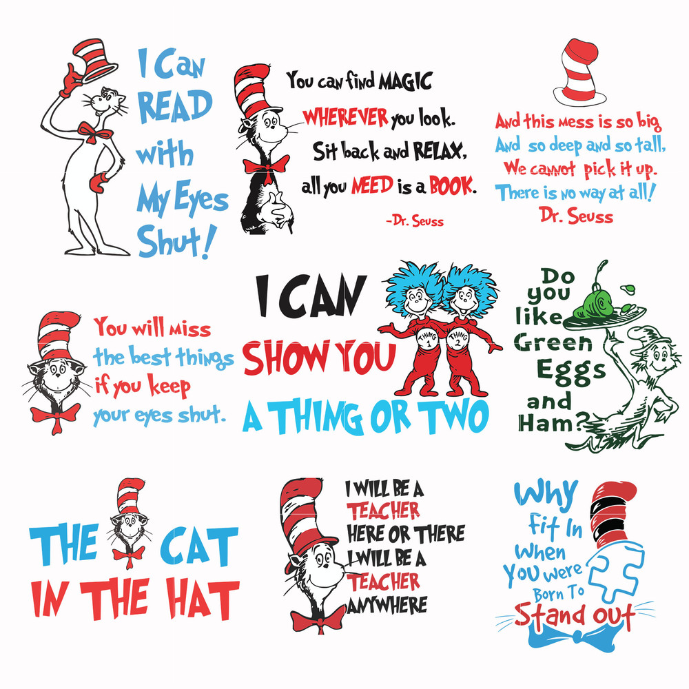 Dr Seuss Svg Bundle, Funny Dr Seuss Quote Svg, Dr Seuss Svg, Thing Svg, Cute Cat Svg, Teacher Svg, Svg File For Cricut DR120.jpg