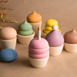 wooden cakes toy set for kids