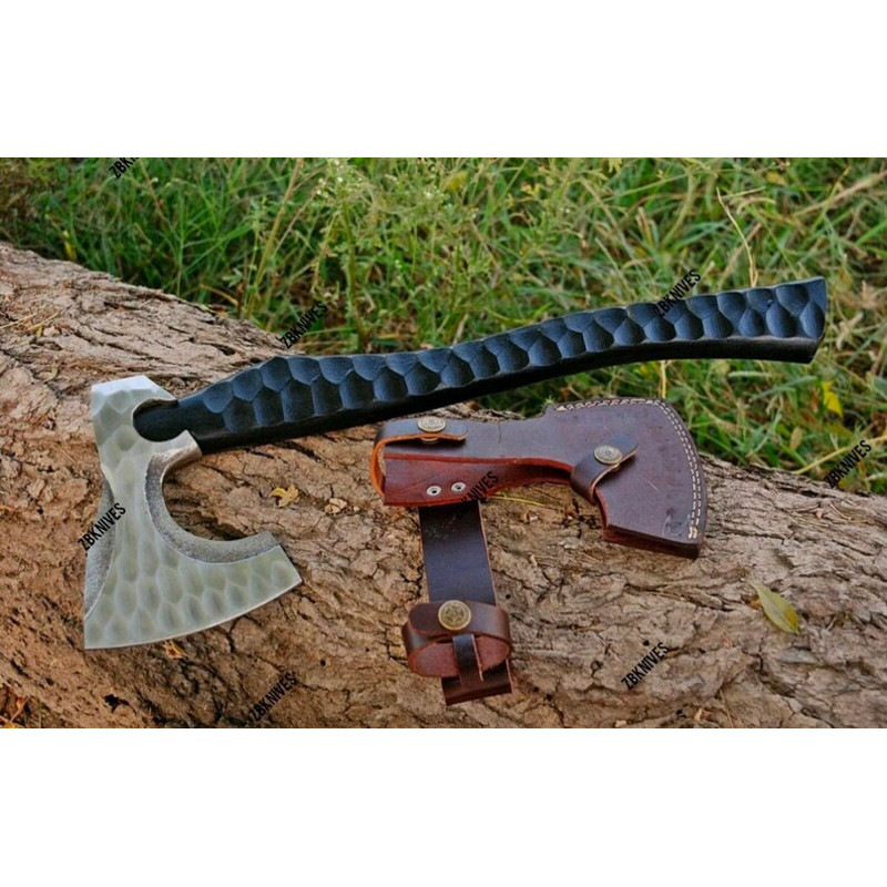 GIFT for HIM Forged Viking Axe Throwing Custom Handmade Carbon Steel Beautiful Ash Wood Handle Handmade Leather Sheath,Birthday Gift For him1.jpg