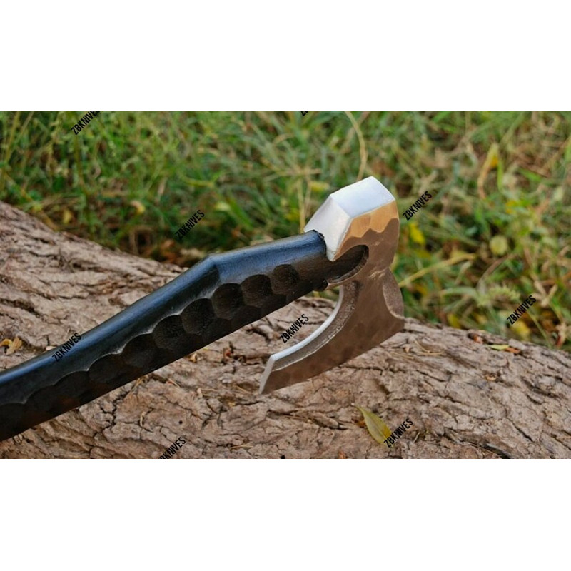 GIFT for HIM Forged Viking Axe Throwing Custom Handmade Carbon Steel Beautiful Ash Wood Handle Handmade Leather Sheath,Birthday Gift For him2.jpg