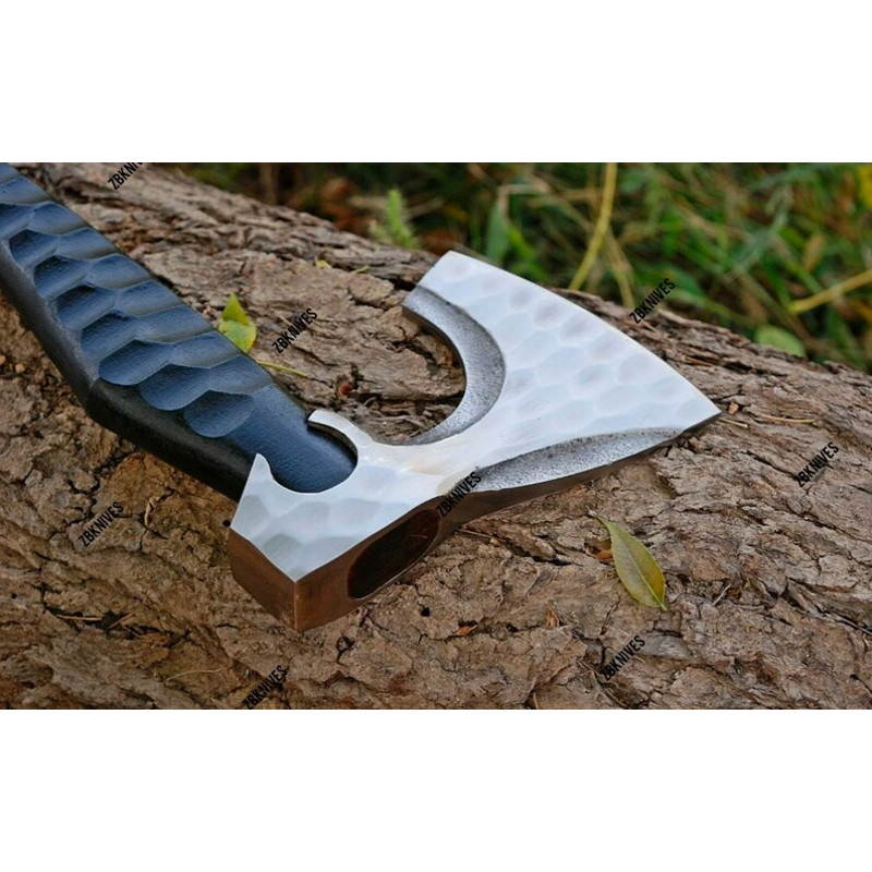 GIFT for HIM Forged Viking Axe Throwing Custom Handmade Carbon Steel Beautiful Ash Wood Handle Handmade Leather Sheath,Birthday Gift For him4.jpg