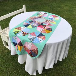 easter handmade patchwork table runner - easter table decor, table runner quilted, vintage tablecloth, reversible runner