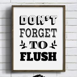 bathroom sign, toilet art, printable wall art, flush the toilet, instant download