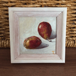 "Plums" oil small painting fruit stilllife original wall art picture artwork