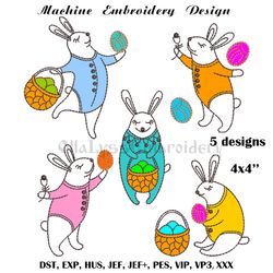 Easter Bunnies Raw-Edge Applique machine embroidery designs