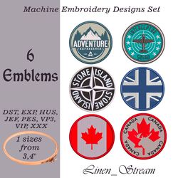 6 Emblems Machine embroidery design in 8 formats