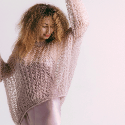 "guan yin " knitted sweater - handmade