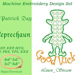 Leprechaun Machine embroidery design in 8 formats and 4 sizes