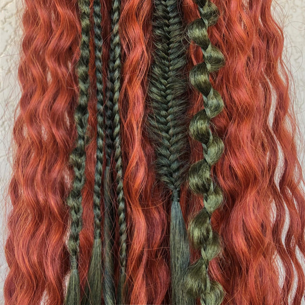 ginger dreads with green braids.JPG
