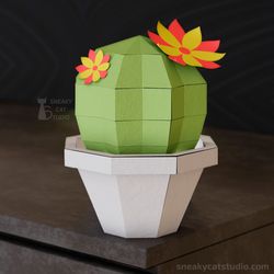 Spherical cactus - 3D Papercraft template Digital pattern for printing and cutting (pdf, svg*, dxf*)