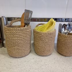kitchen organizer hanging wall basket crochet jute fruit basket ecofriendly product boho decor