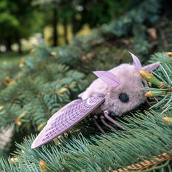 Lilac Moth Plush Doll: Handmade Insect Art Toy - Make to order