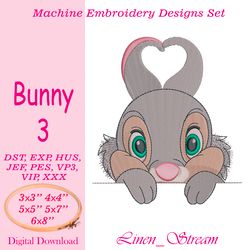 Bunny 3. Machine embroidery design in 8 formats and 5 sizes