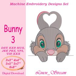 bunny 3. machine embroidery design in 8 formats and 5 sizes
