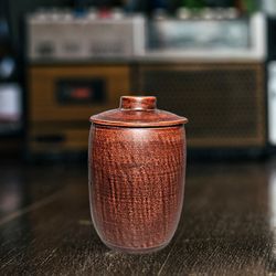 Pottery storage jar 25.36 fl.oz Handmade pot for storing loose spices