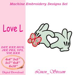 Love L. Machine embroidery design in 8 formats and 5 sizes