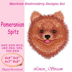 Pomeranian Spitz. Machine embroidery design in 8 formats and 5 sizes