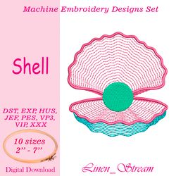Shell Machine embroidery design in 8 formats and 10 sizes