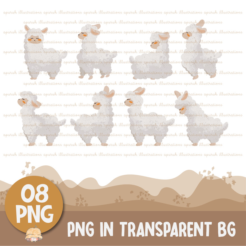Cute Alpaca Animal Clipart Banner02.png