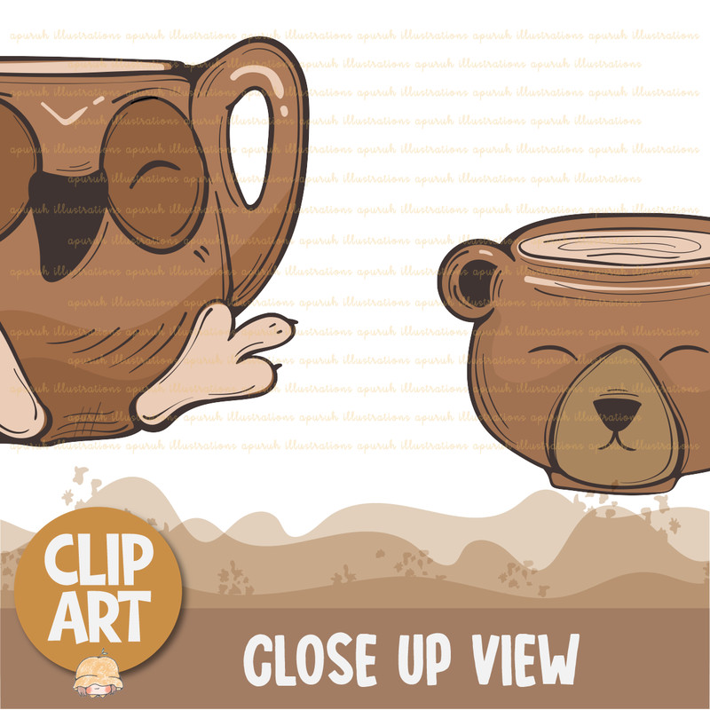 Cute Animal Coffee Tea Mugs Clipart Banner03.png