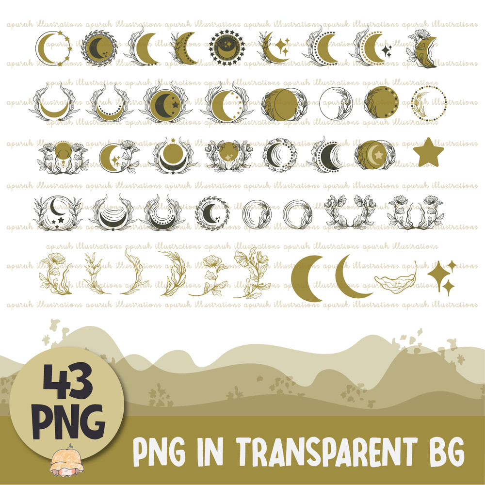 Boho Moon Phases Celestial Clipart Banner02.png