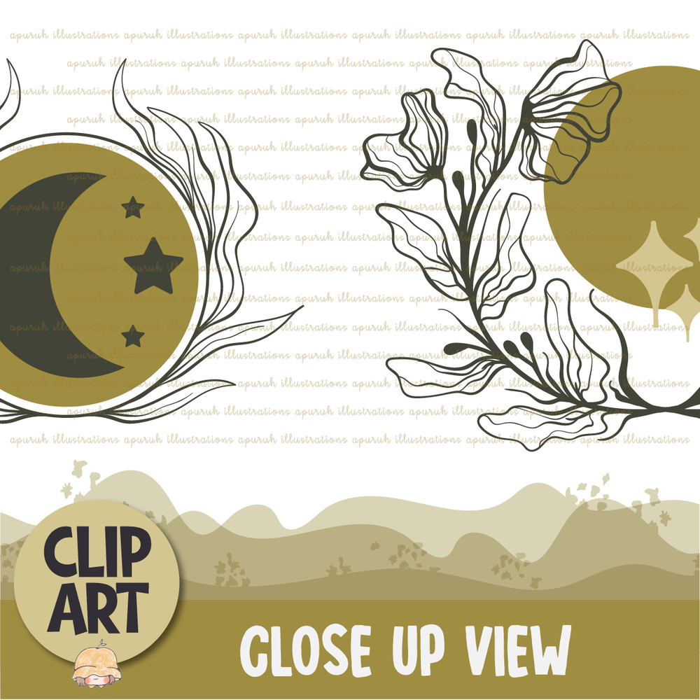 Boho Moon Phases Celestial Clipart Banner03.png