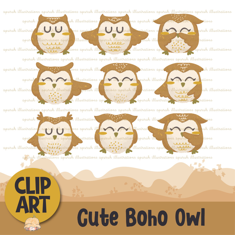 Cute Owl Animal Clipart Banner01.png