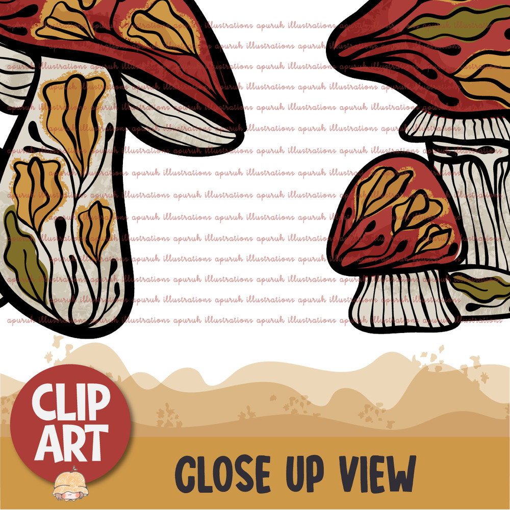 Scandinavian Mushroom Clipart Banner03.png