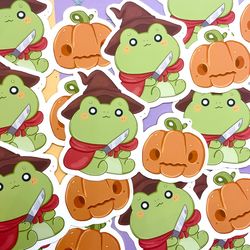 frog pumpkin sticker | halloween sticker | frog lover | kawaii | vinyl sticker | laptop | cute sticker